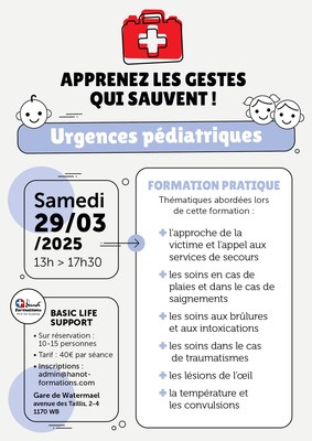 Urgences pédiatriques - formation pratique le samedi 29 mars